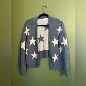Blue Cropped Cardigan with Stars